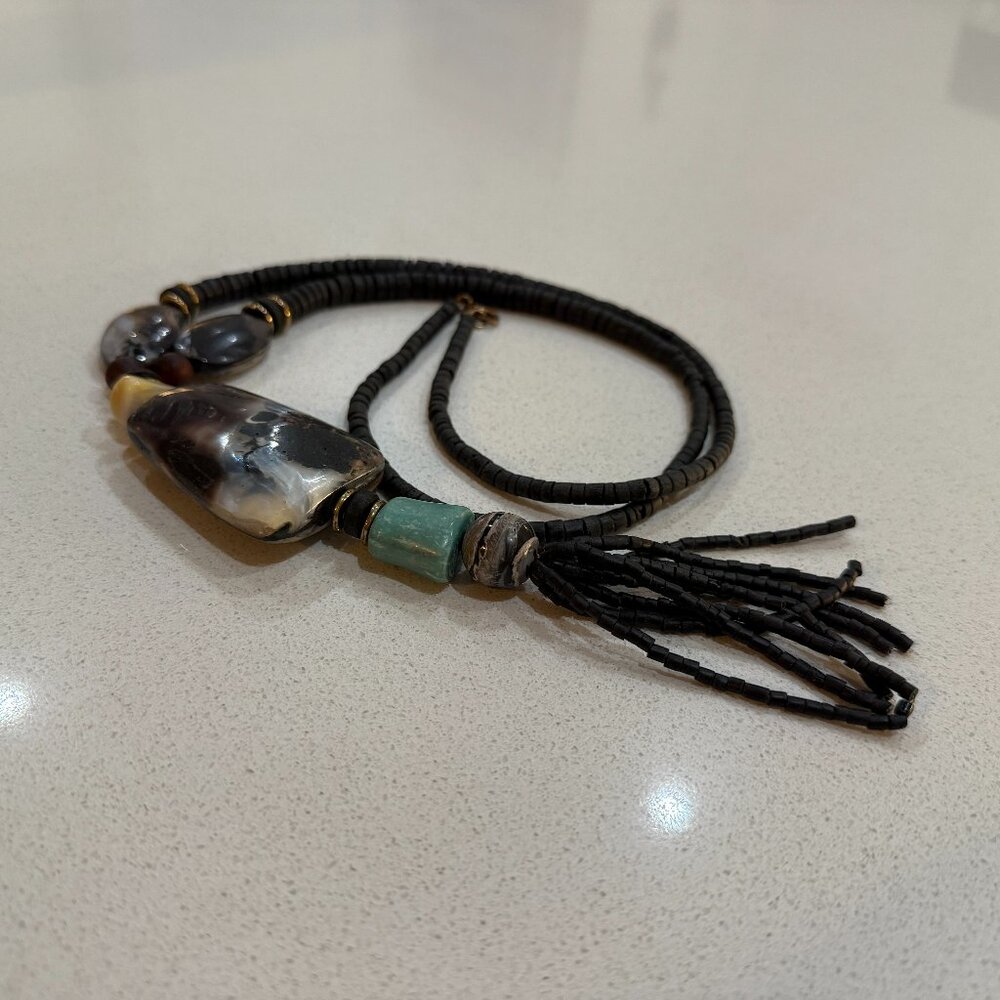 Vintage Tribal Beaded and Stone Necklace - Picture 10 of 13
